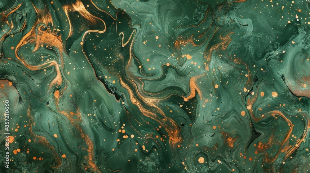 Green and copper gold background marbled patterns light spots subtle clover shapes. background Green and copper gold background marbled patterns light spots subtle clover shapes. background