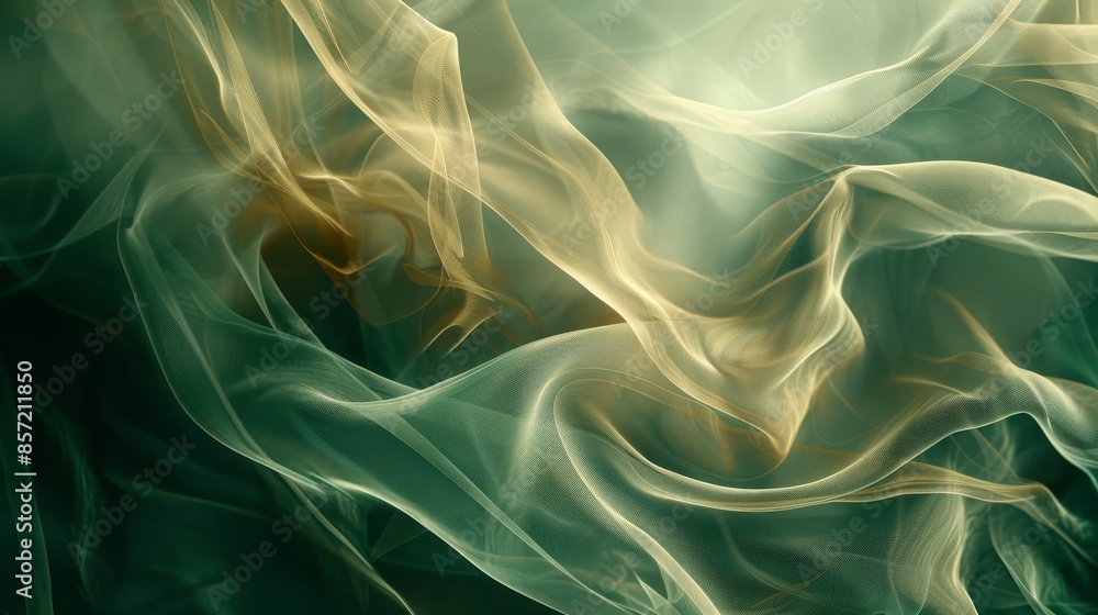 Abstract wallpaper in hunter green and opal gold with flowing textures background Abstract wallpaper in hunter green and opal gold with flowing textures background