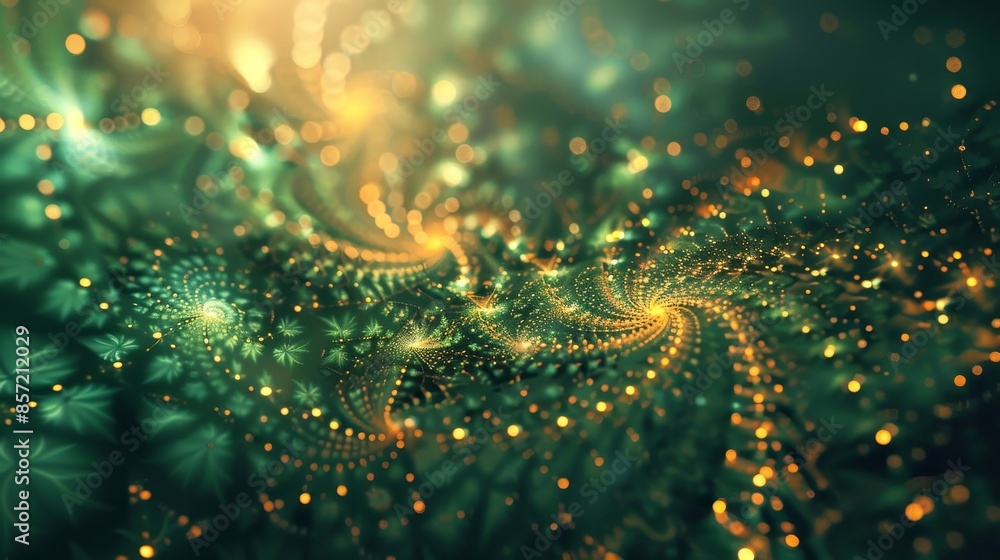 Abstract pine green and honey gold with intricate patterns and light background Abstract pine green and honey gold with intricate patterns and light background