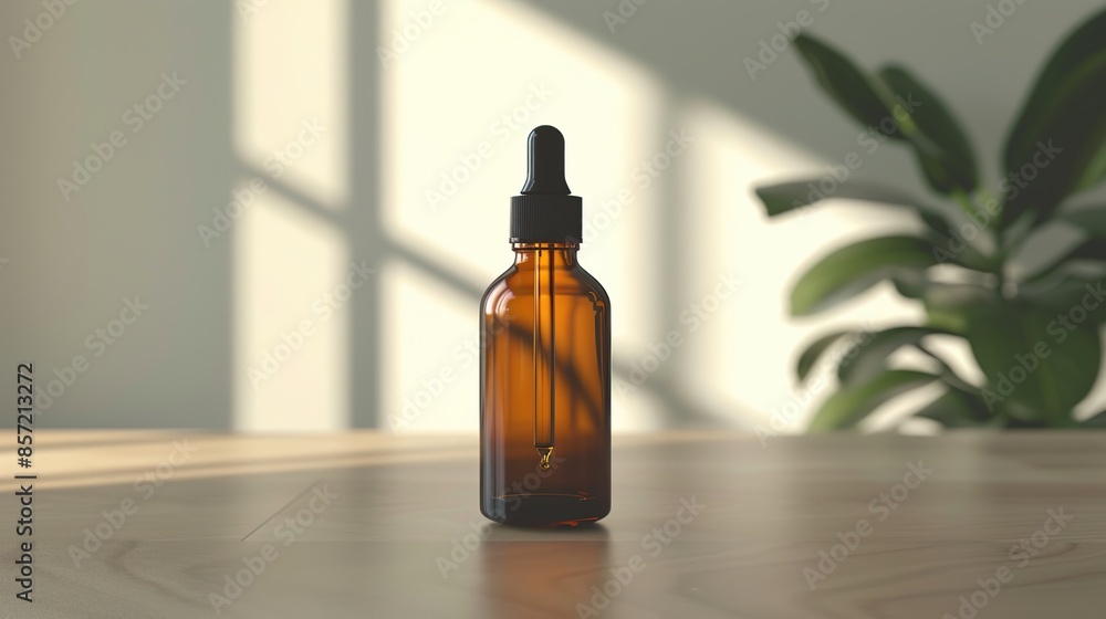 Dropper Bottle Mockup on the wood table. Dropper Bottle Mockup on the wood table.