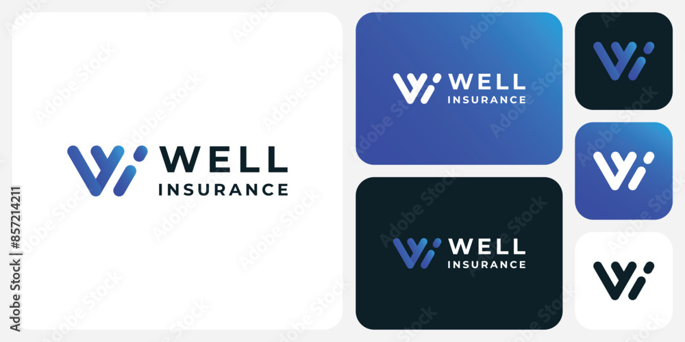Fototapeta premium Vector logo design for the initials W, i in a modern, simple, clean and abstract style.