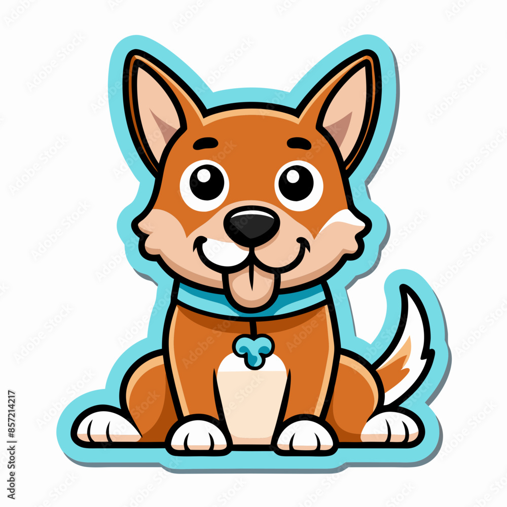sticker--um-cachorro-segurando-um-osso---fundo-bra sticker--um-cachorro-segurando-um-osso---fundo-bra