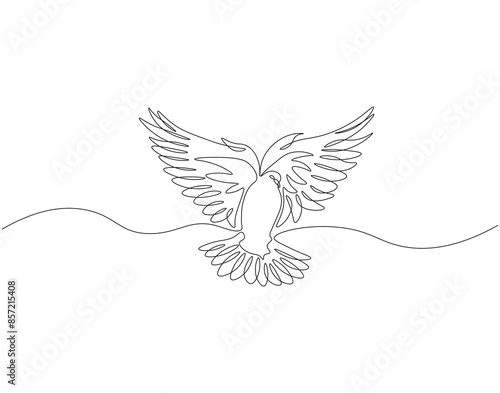 Continuous one line drawing of dove. One line drawing illustration of pigeon. Flying animal concept single line. Editable outline.