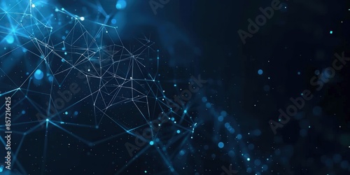 Abstract Blue Network with Glowing Particles