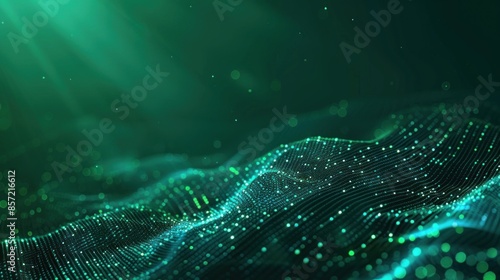 Abstract Green Digital Wave Background