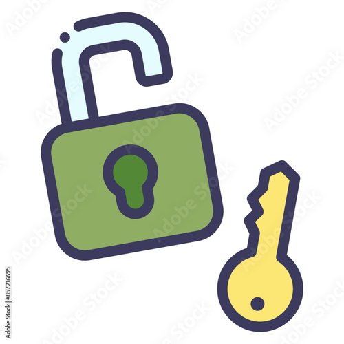 key as solution for unlock padlock icon