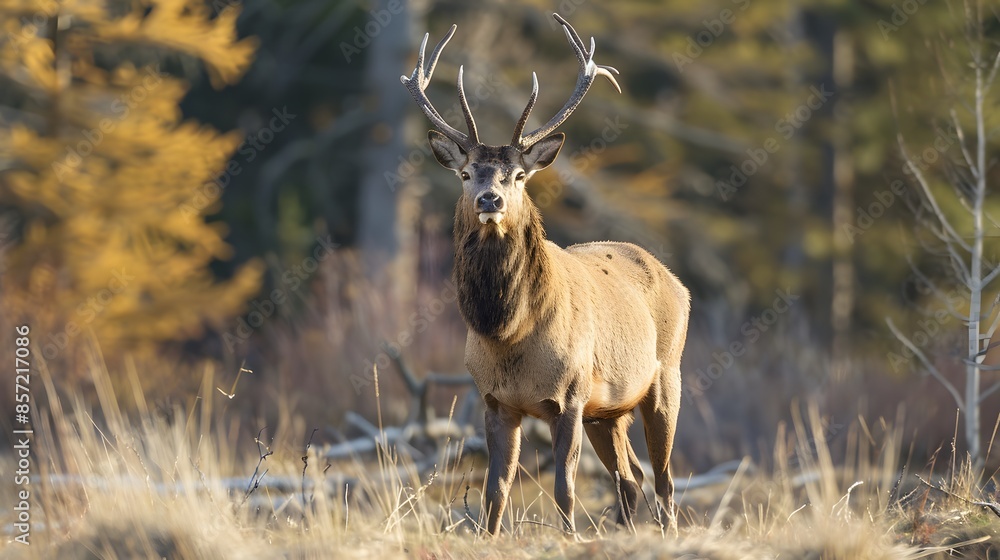 Obraz premium Red Deer in morning Sun.
