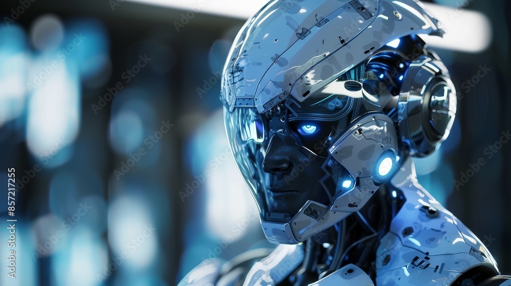 Photorealistic game concept design of a robot made with glass. Photorealistic game concept design of a robot made with glass.