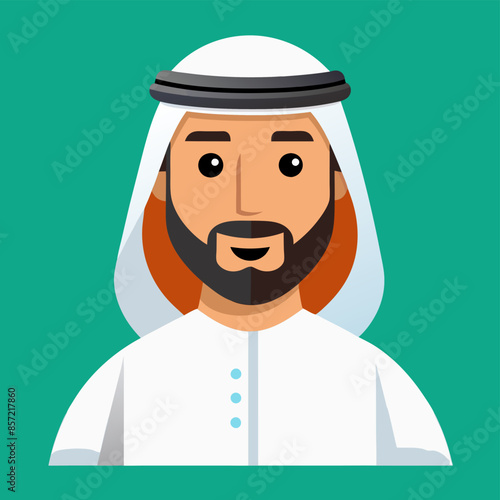 Colorful illustration of a man wearing traditional clothing from the Middle East