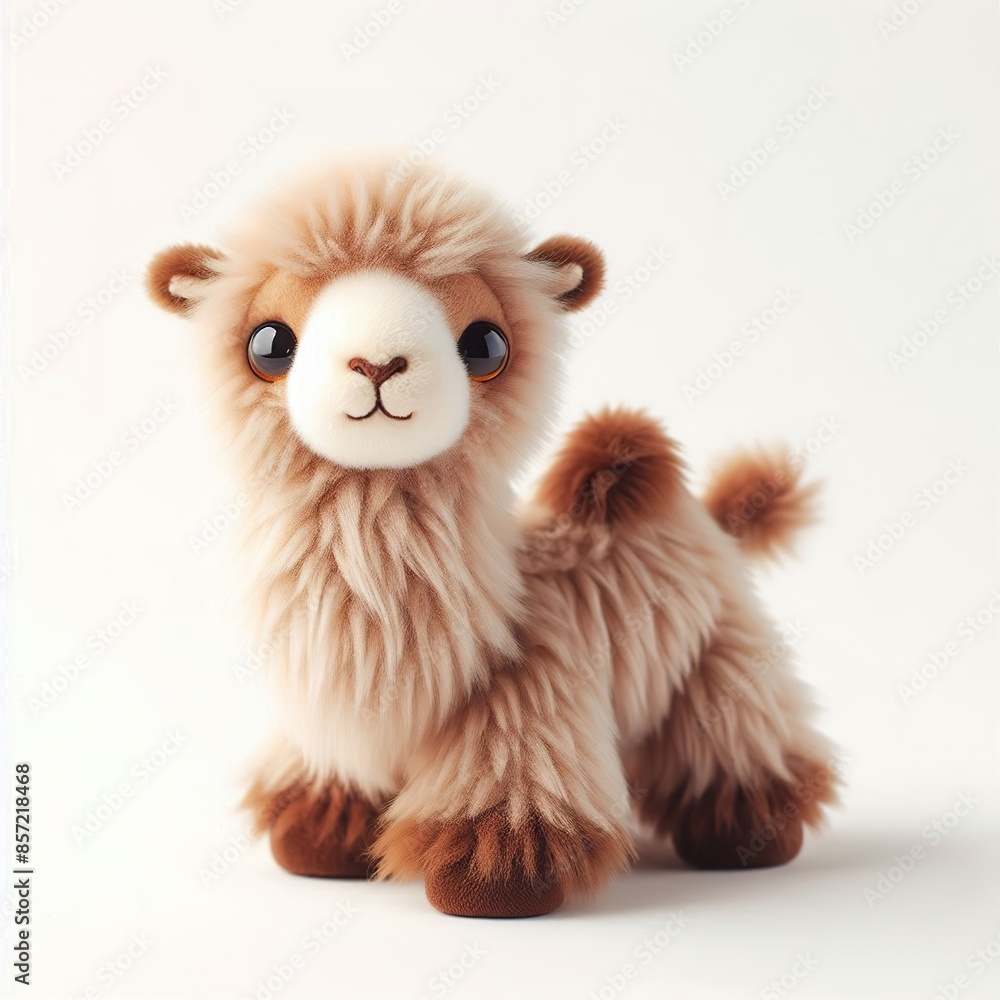 a fur plush stuffed cute Camel, white background a fur plush stuffed cute Camel, white background
