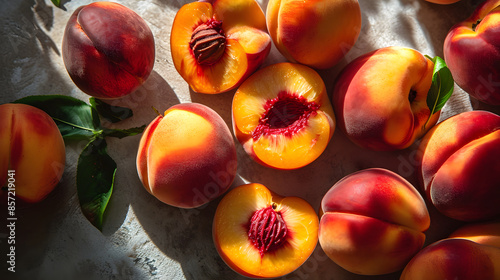 fresh peach top down view background poster 