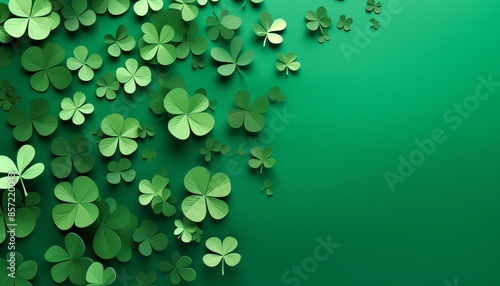 st patrick day and green four leaves