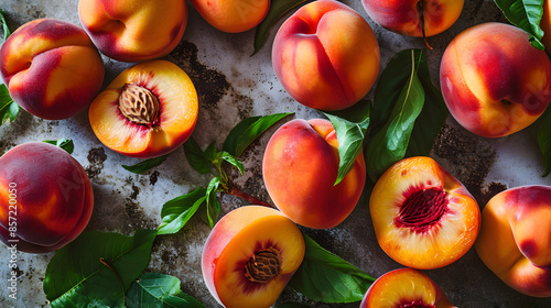fresh peach top down view background poster 