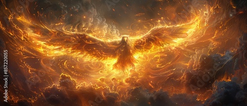 A thunderbird with lightning and flames surrounding it, symbolizing storm power and ferocity