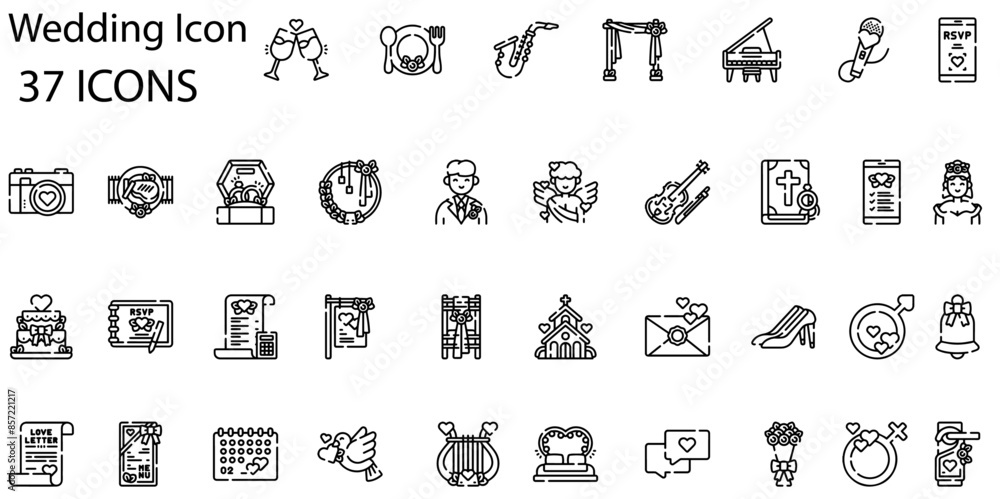 Set of wedding icons. Gradient style icon bundle. Vector Illustration
Set of wedding icons. Gradient style icon bundle. Vector Illustration
