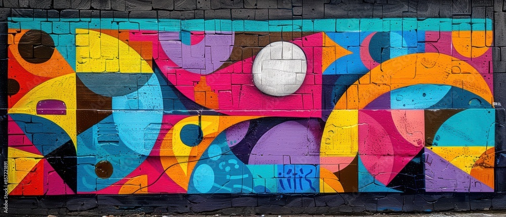 Fototapeta premium A vibrant street art mural on an urban wall