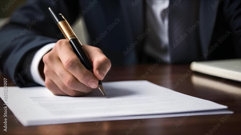 Finalizing a Business Deal: A Man Signing a Contract in a Conference Room. Concept Business, Contract Signing, Conference Room, Professional, Negotiation Finalizing a Business Deal: A Man Signing a Contract in a Conference Room. Concept Business, Contract Signing, Conference Room, Professional, Negotiation