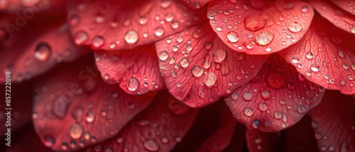 A vivid close-up of raindrops clinging to the petals of a vibrant red rose, highlighting the delicate texture of the petals © Starkreal
