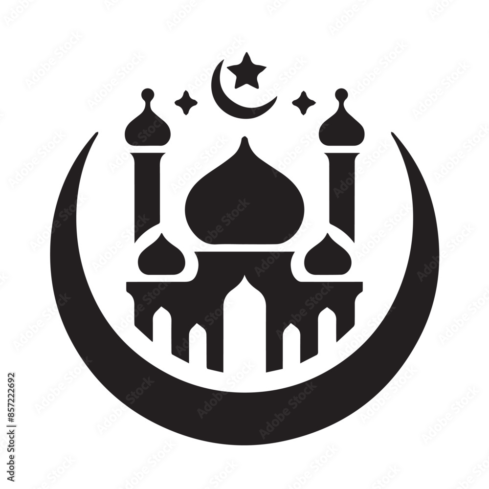 Silhouette of Islamic Element Icon Isolated in White Silhouette of Islamic Element Icon Isolated in White