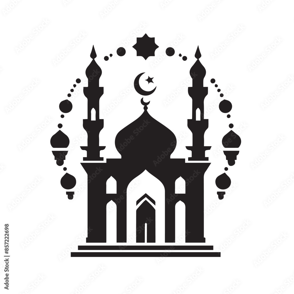 Silhouette of Islamic Element Icon Isolated in White Silhouette of Islamic Element Icon Isolated in White