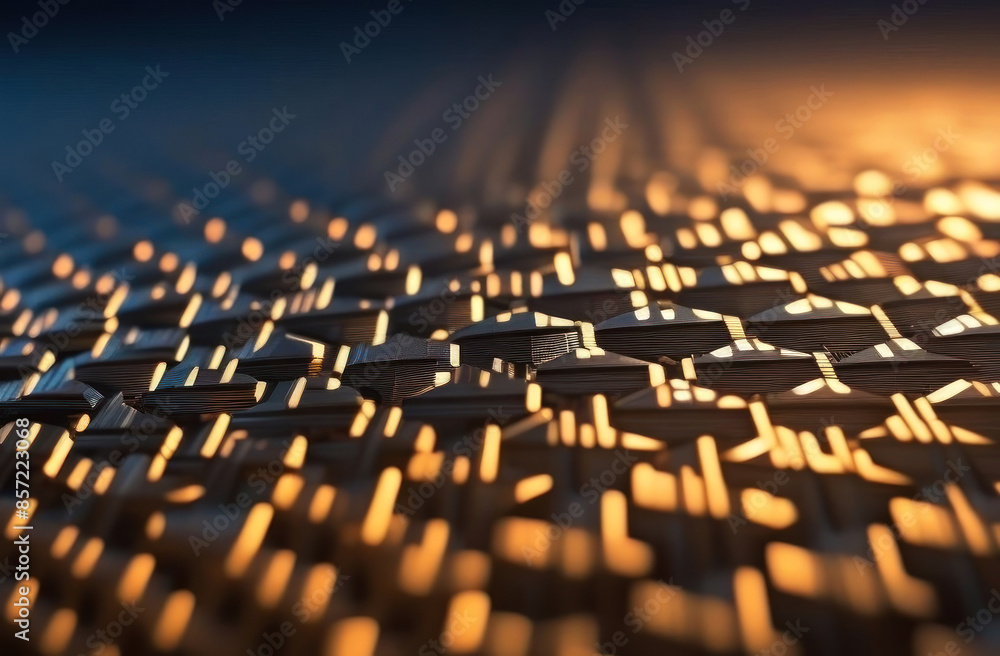 Fototapeta premium Futuristic abstract design with lit geometric patterns, creating dynamic depth and movement in a mesmerizing interplay of light and shadow