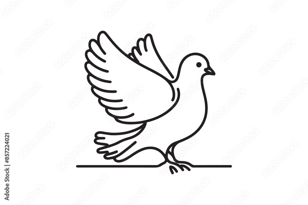 White dove in one continuous line drawing. Bird symbol of peace and freedom in simple linear style. Concept for national labor movement icon. Editable stroke. Doodle outline vector illustration White dove in one continuous line drawing. Bird symbol of peace and freedom in simple linear style. Concept for national labor movement icon. Editable stroke. Doodle outline vector illustration
