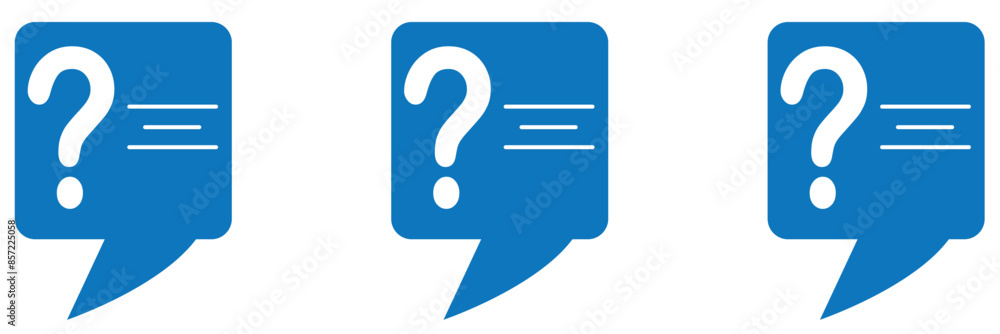 Question mark icon set. Bubble question icon, FAQ questions symbol on a white background. Question mark icon set. Bubble question icon, FAQ questions symbol on a white background.