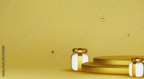 Pink podium mockup. Studio showroom pedestal, fashion showcase mock up scene or exhibition gallery display 3d vector podiums.