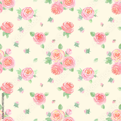 Watercolor roses flowers. B...