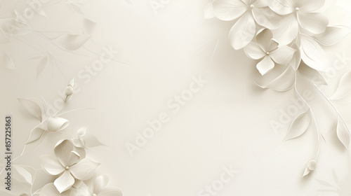 fondo liso blanco claro con ramas o guias de flores de hojas delicadas y sofisticadas diseño elegante de invitacion con espacio para copiar de boda o festejo o evento