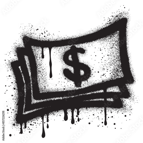 Dollar sign graffiti with black spray paint. vector illustration.