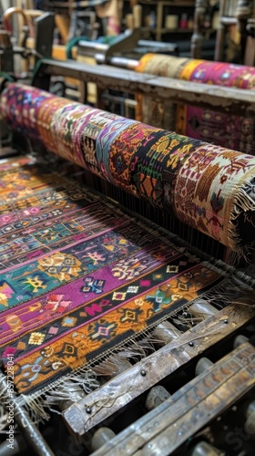 Authentic Thai Pattern Weaving: Skilled Craftsmanship on a Traditional Loom © kittipoj