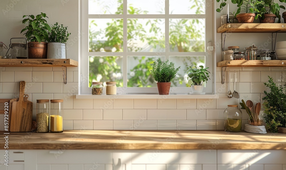 Fototapeta premium Bright kitchen with an empty spice jar