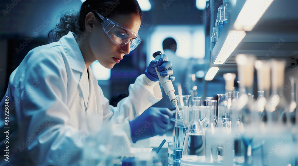 Close-up of a scientist using lab equipment for research modern and clean laboratory precise lighting focused atmosphere highly detailed Close-up of a scientist using lab equipment for research modern and clean laboratory precise lighting focused atmosphere highly detailed