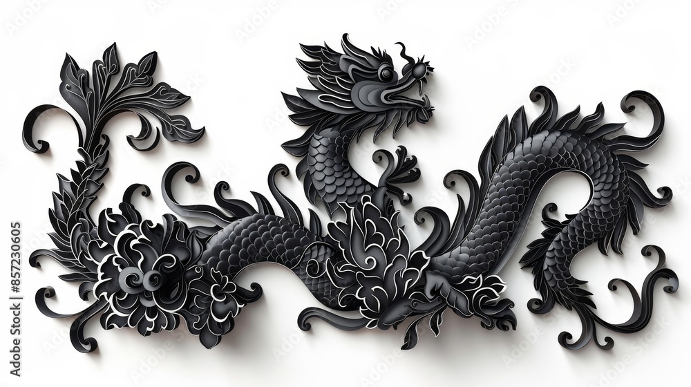 Intricate Thai Shadow Puppetry Typography Art on White Background Intricate Thai Shadow Puppetry Typography Art on White Background