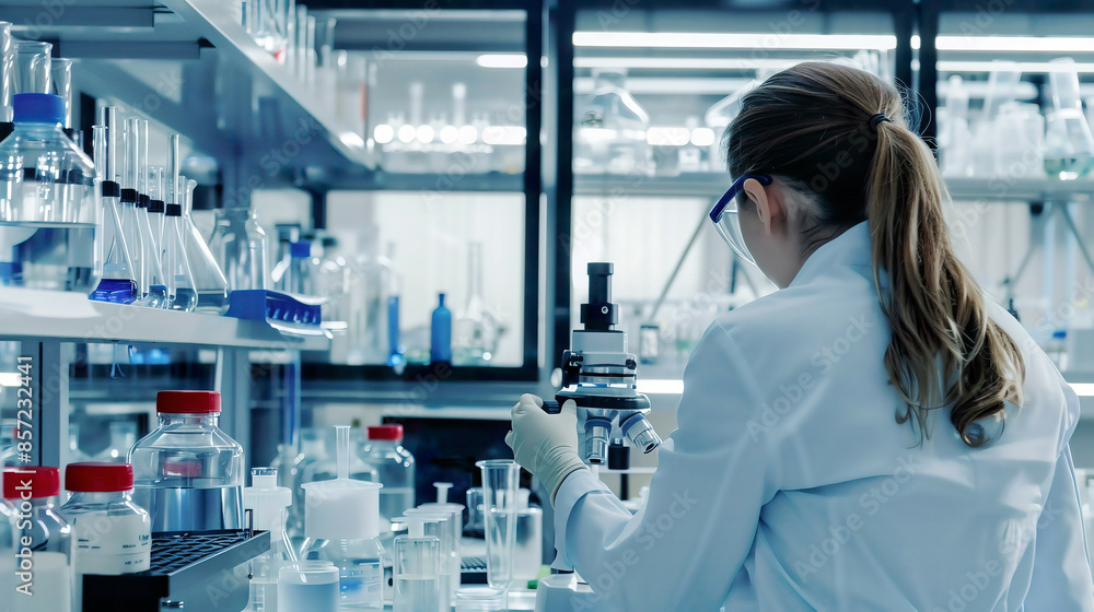 Detailed portrait of women conducting laboratory studies, analyzing samples, modern laboratory setup, professional and dedicated Detailed portrait of women conducting laboratory studies, analyzing samples, modern laboratory setup, professional and dedicated