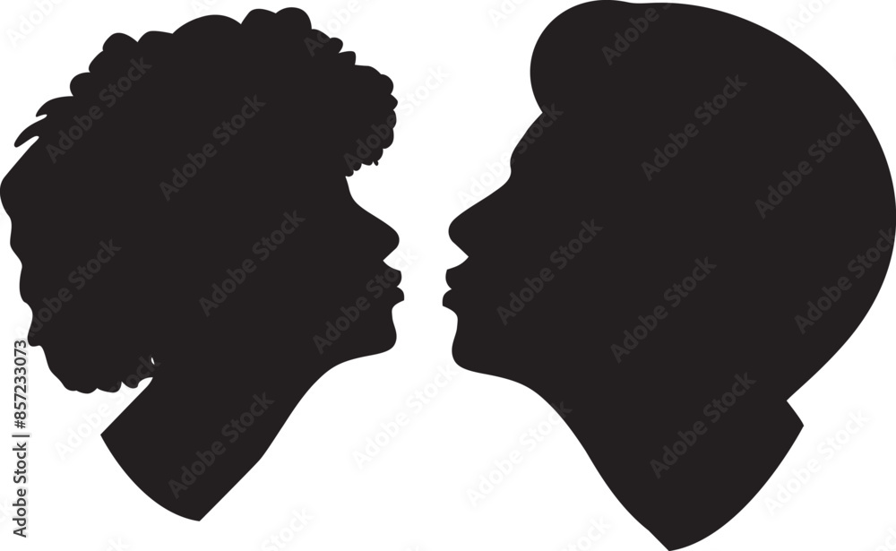 silhouette of a couple in love kissing silhouette of a couple in love kissing