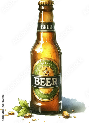 Watercolor illustration of the beer bottle