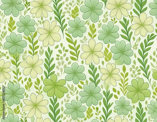 Lots of symmetrical repeating identical leaf patterns; seamless background from natural plan