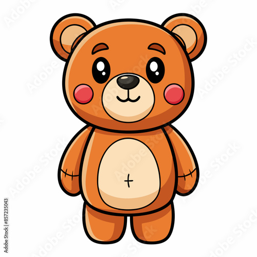 An endearing depiction of a lovable teddy bear with a blush and a cartoonish design