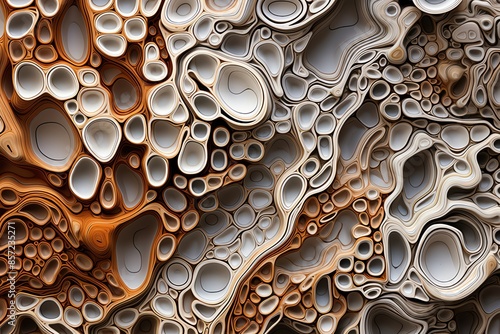 Wallpaper Mural Detailed stone surface with organic brown and white patterns, abstract, high resolution, realistic Torontodigital.ca