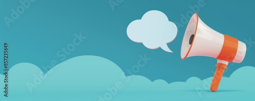 Wallpaper Mural Simley megaphone in a white speech bubble on a blue background vector illustration with copy space for text web banner design template Torontodigital.ca