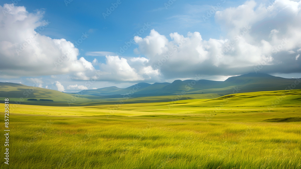 Obraz premium lush meadow under blue sky