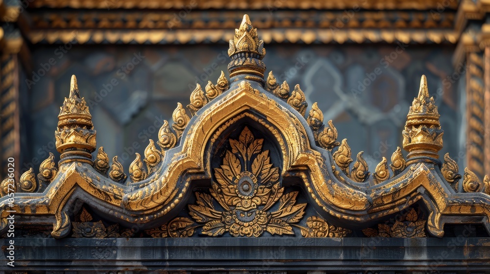 Intricate Thai Patterns Adorning Majestic Historic Temple Architecture Intricate Thai Patterns Adorning Majestic Historic Temple Architecture