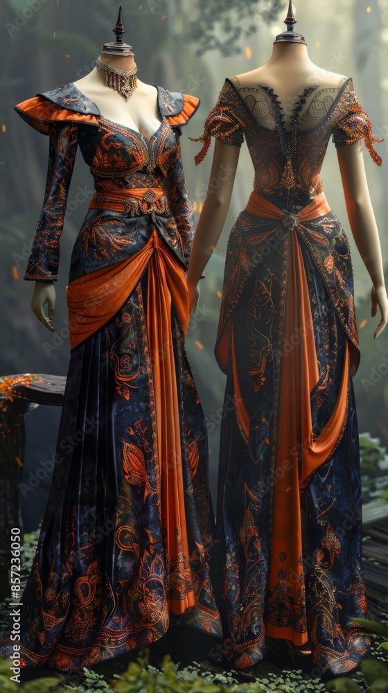 Fototapeta premium Fusion of Tradition and Modernity: Thai Patterns in High-Quality Fashion Design Concept Art
