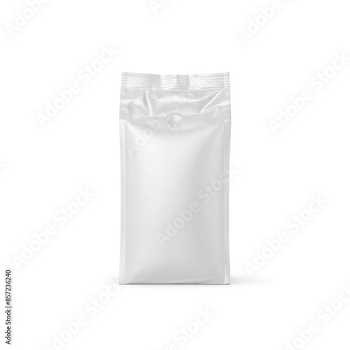 Coffee Bag Packaging Mockup 3D Rendering Isolated on White Background