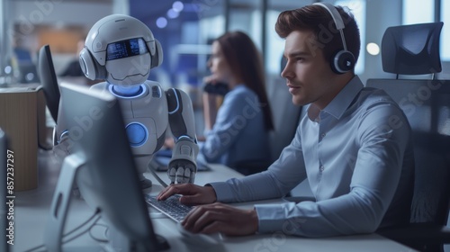 Robot assisting human call agent