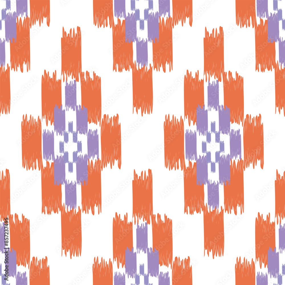 Seamless ikat colorful pattern on white background. Seamless ikat colorful pattern on white background.