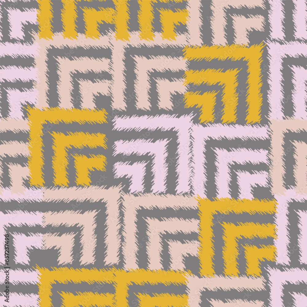 Seamless ikat pattern with geometrical elements. Seamless ikat pattern with geometrical elements.
