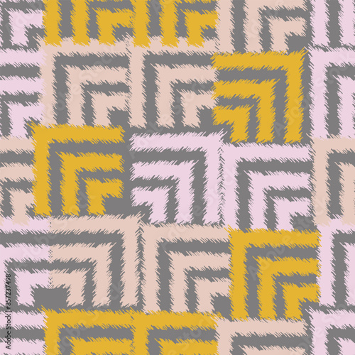 Seamless ikat pattern with geometrical elements.